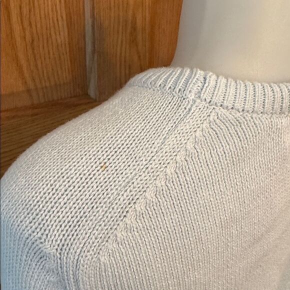 LADY PICKERING Vintage 1960s Light Blue Golf Sweater V-Neck Country Club Knit - Picture 7 of 10